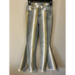 Saints & Hearts Striped Jeans Women’s Size Small Bell Bottom